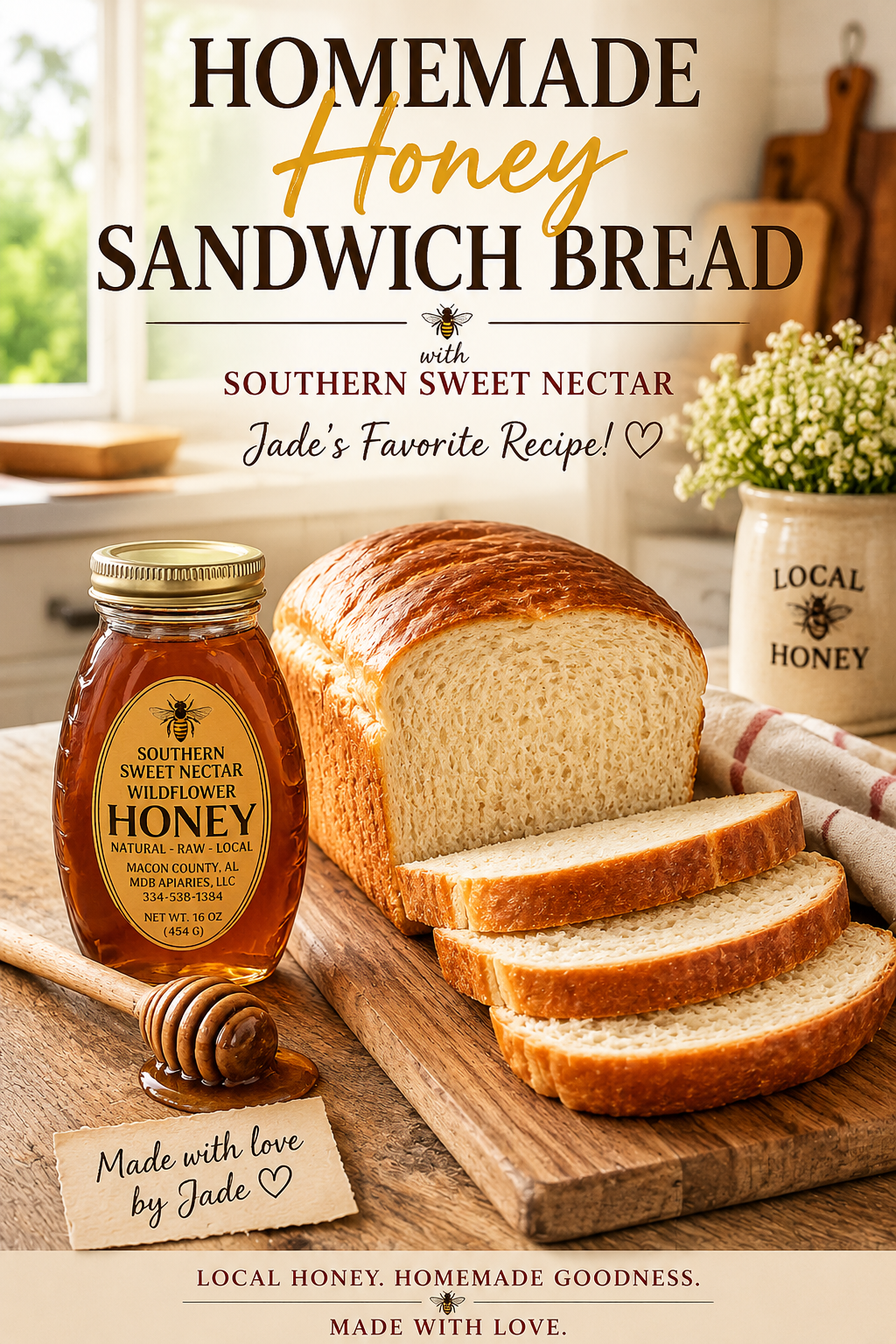 Homemade Honey Sandwich Brread | MDB Apiaries